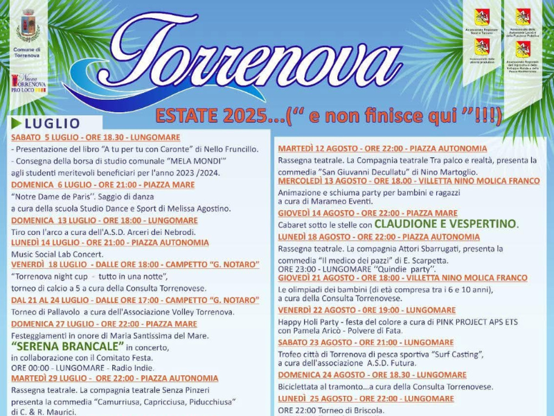 5 Luglio - 7 Settembre 2025 - Estate Torrenova 2025