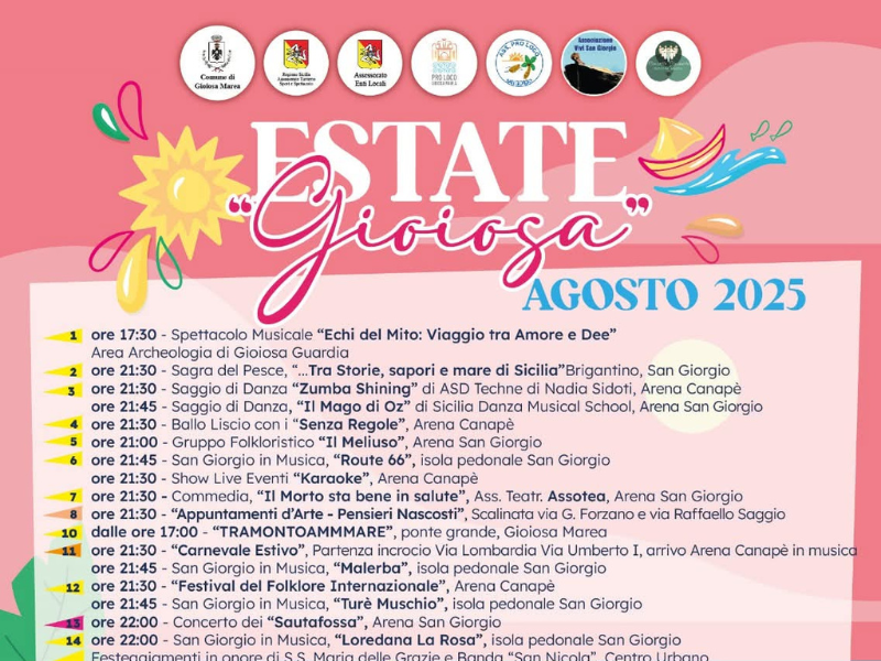 Estate Gioiosa Marea - Eventi Agosto e Settembre 2025
